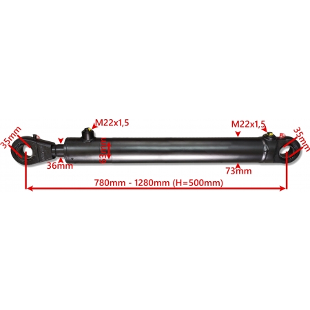 SIŁOWNIK HYDRAULICZNY 63x36 SKOK 500 + MOCOWANIA